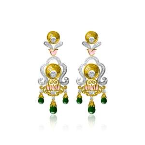 Designer Earrings with Certified Diamonds in 18k Yellow Gold - NCK1162EP